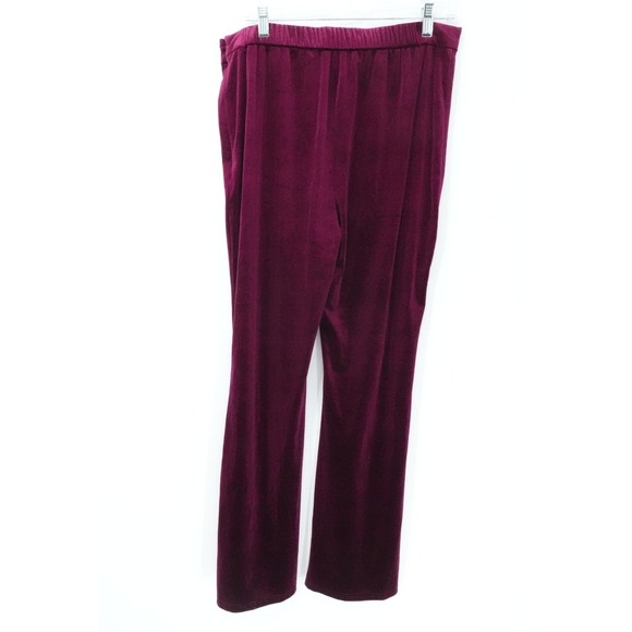 Halara Pants Womens XL Burgundy Velvet Flare High Waist Stretch Lounge Boho Luxe - Picture 2 of 11